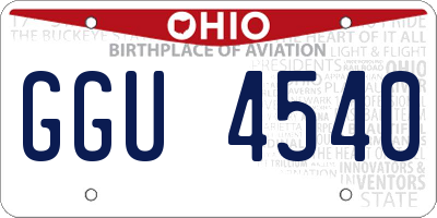 OH license plate GGU4540