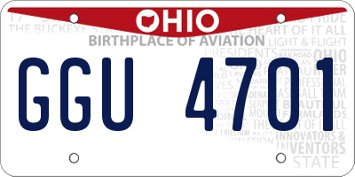 OH license plate GGU4701