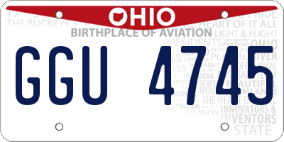 OH license plate GGU4745