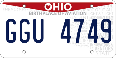 OH license plate GGU4749