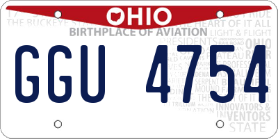 OH license plate GGU4754
