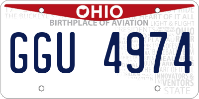 OH license plate GGU4974