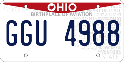 OH license plate GGU4988