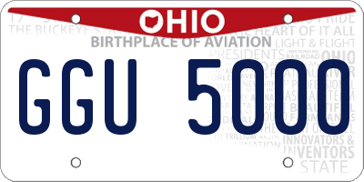 OH license plate GGU5000