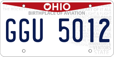 OH license plate GGU5012