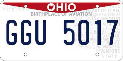 OH license plate GGU5017