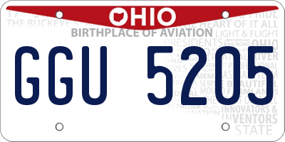 OH license plate GGU5205