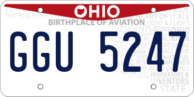 OH license plate GGU5247