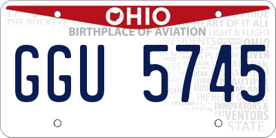 OH license plate GGU5745