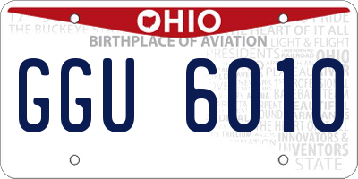 OH license plate GGU6010
