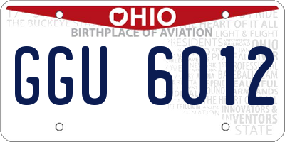 OH license plate GGU6012
