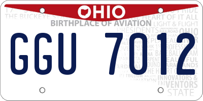 OH license plate GGU7012