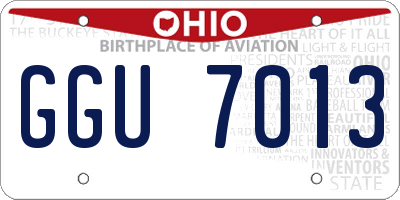 OH license plate GGU7013