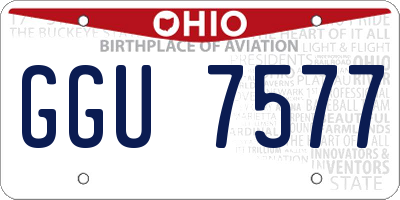 OH license plate GGU7577
