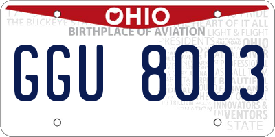 OH license plate GGU8003