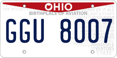OH license plate GGU8007