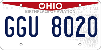 OH license plate GGU8020