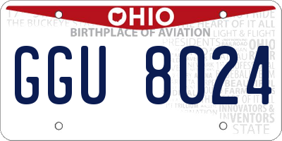 OH license plate GGU8024