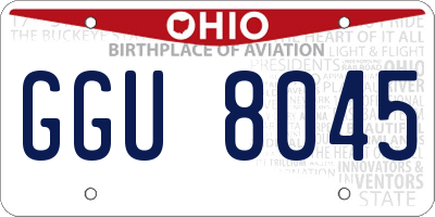 OH license plate GGU8045
