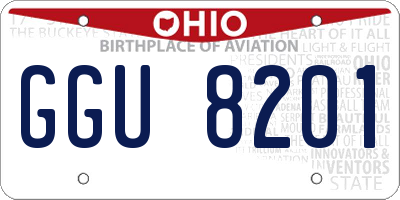 OH license plate GGU8201