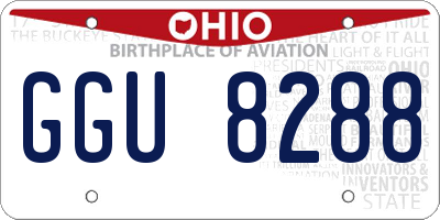 OH license plate GGU8288