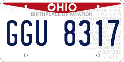 OH license plate GGU8317