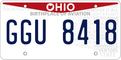 OH license plate GGU8418