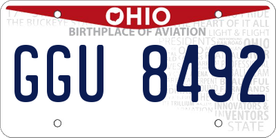 OH license plate GGU8492