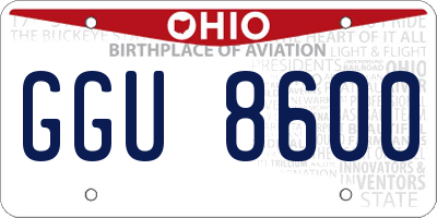 OH license plate GGU8600
