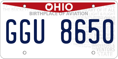 OH license plate GGU8650