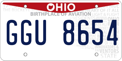 OH license plate GGU8654