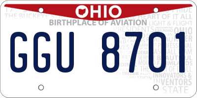 OH license plate GGU8701
