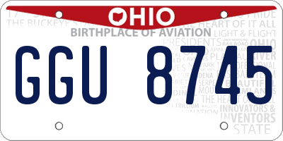 OH license plate GGU8745
