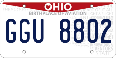 OH license plate GGU8802