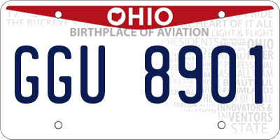 OH license plate GGU8901