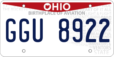 OH license plate GGU8922