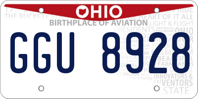 OH license plate GGU8928