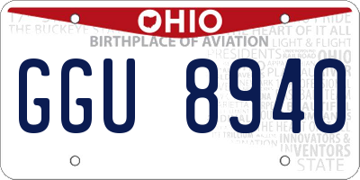 OH license plate GGU8940