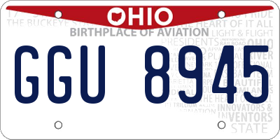 OH license plate GGU8945