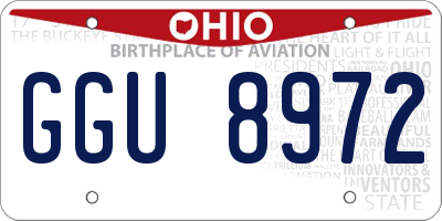 OH license plate GGU8972