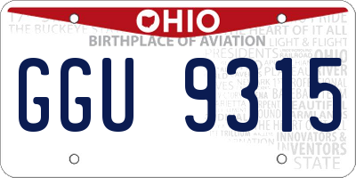 OH license plate GGU9315