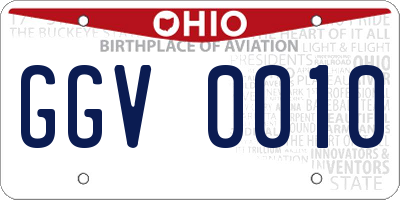OH license plate GGV0010