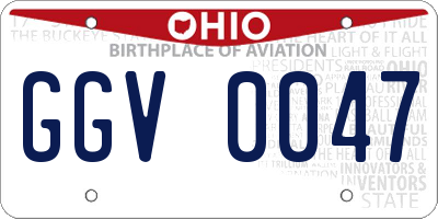OH license plate GGV0047