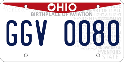 OH license plate GGV0080