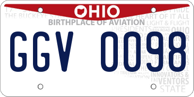 OH license plate GGV0098