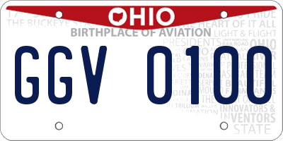 OH license plate GGV0100