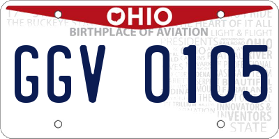 OH license plate GGV0105