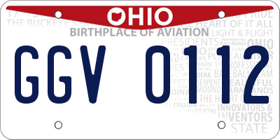OH license plate GGV0112