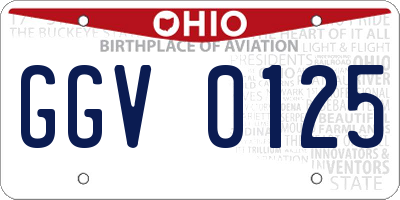OH license plate GGV0125