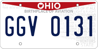 OH license plate GGV0131